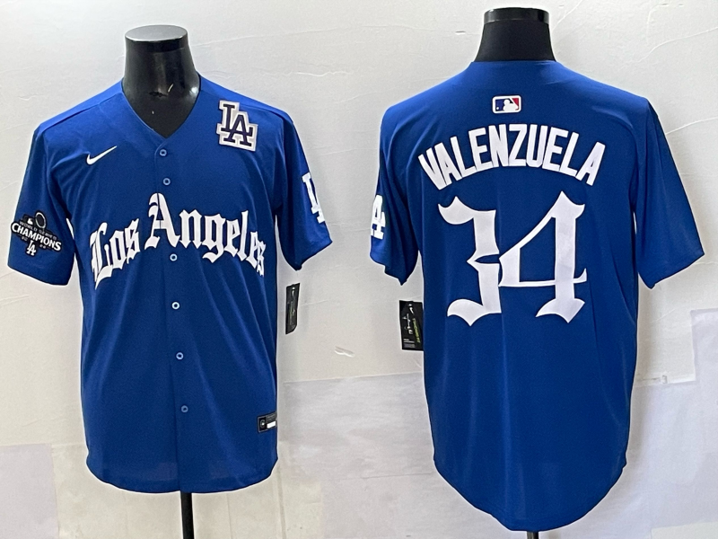 Men Los Angeles Dodgers #34 Valenzuela Blue 2025 Nike MLB Jersey style 004->los angeles dodgers->MLB Jersey